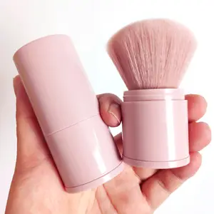 Sintetis Penyangga Sikat Retractable Makeup Kabuki Wajah Sikat Plastik Kabuki Makeup Brush