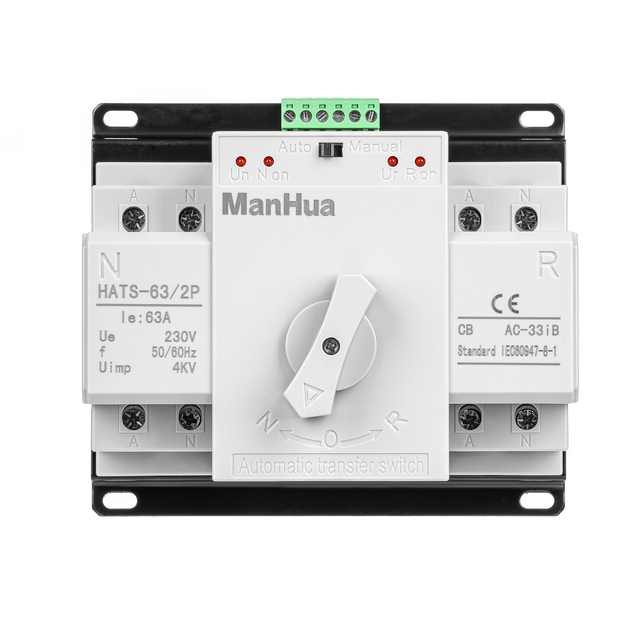 Manhua HATS-63/2P Ats 63A 230VAC Dual Power Automatic Transfer Switch CB Type Switch