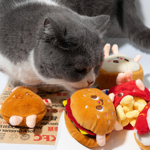 Venta al por mayor de mascotas masticables creativas hamburguesas patatas fritas pierna de pollo muñeca hierba gatera gato burlas interactivo mascota gato masticar juguete - Product Image 3