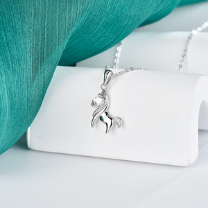Collier en argent sterling S925, cheval porte-bonheur, bijoux, pendentif en moissanite de style niche, année du zodiaque, année du cheval, chaîne de clavicule pour femmes - Product Image 1