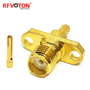 Fabrika kaynağı altın kaplama Sma kadın Jack Hembra 2 delik flanş paneli Rg316 vida Rf koaksiyel koaksiyel konnektör Rohs stokta bakır - Product Image 4