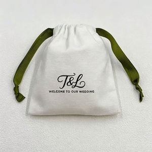 Pochette à cordon personnalisée avec logo imprimé, recyclable, petite, en coton écologique, pour bijoux, sac anti-poussière - Product Image 5