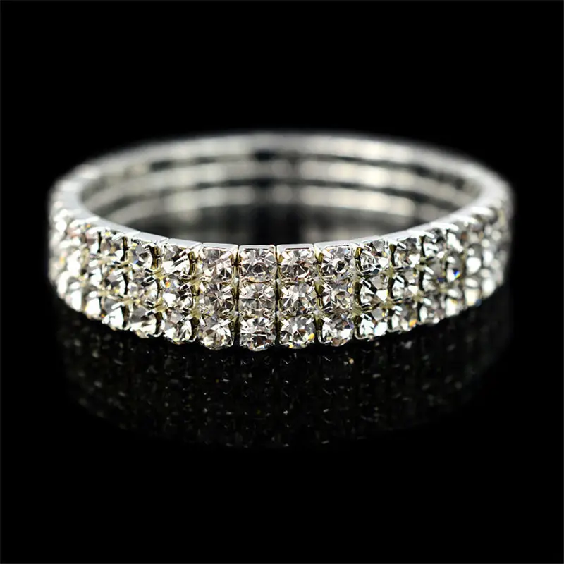 Wedding jewelry bracelet multi string elastic crystal bracelet bridal bracelet