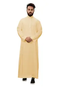 Islamic Men's Robe Suppliers/Men's Robe Manufacturers Yellow Simple Comfortable Men's Muslim Clothing