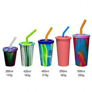 Verre à eau en silicone incassable de 450 ml, tasse à vin pour les voyages, verre à eau en silicone de qualité alimentaire, tasse à vin et à thé personnalisée - Product Image 1