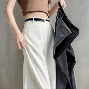 Pantalones <span class=keywords><strong>de</strong></span> mujer <span class=keywords><strong>de</strong></span> cintura alta, <span class=keywords><strong>de</strong></span> pierna ancha y recta, <span class=keywords><strong>de</strong></span> seda helada, estilo casual, largos hasta el suelo, holgados, nueva colección <span class=keywords><strong>de</strong></span> verano 2026 LY (foto real) - Product Image 2