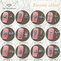 Breloques en alliage de zircon argenté CY, plusieurs styles, en vrac, pierres brillantes de luxe pour nail art, accessoires pour ongles