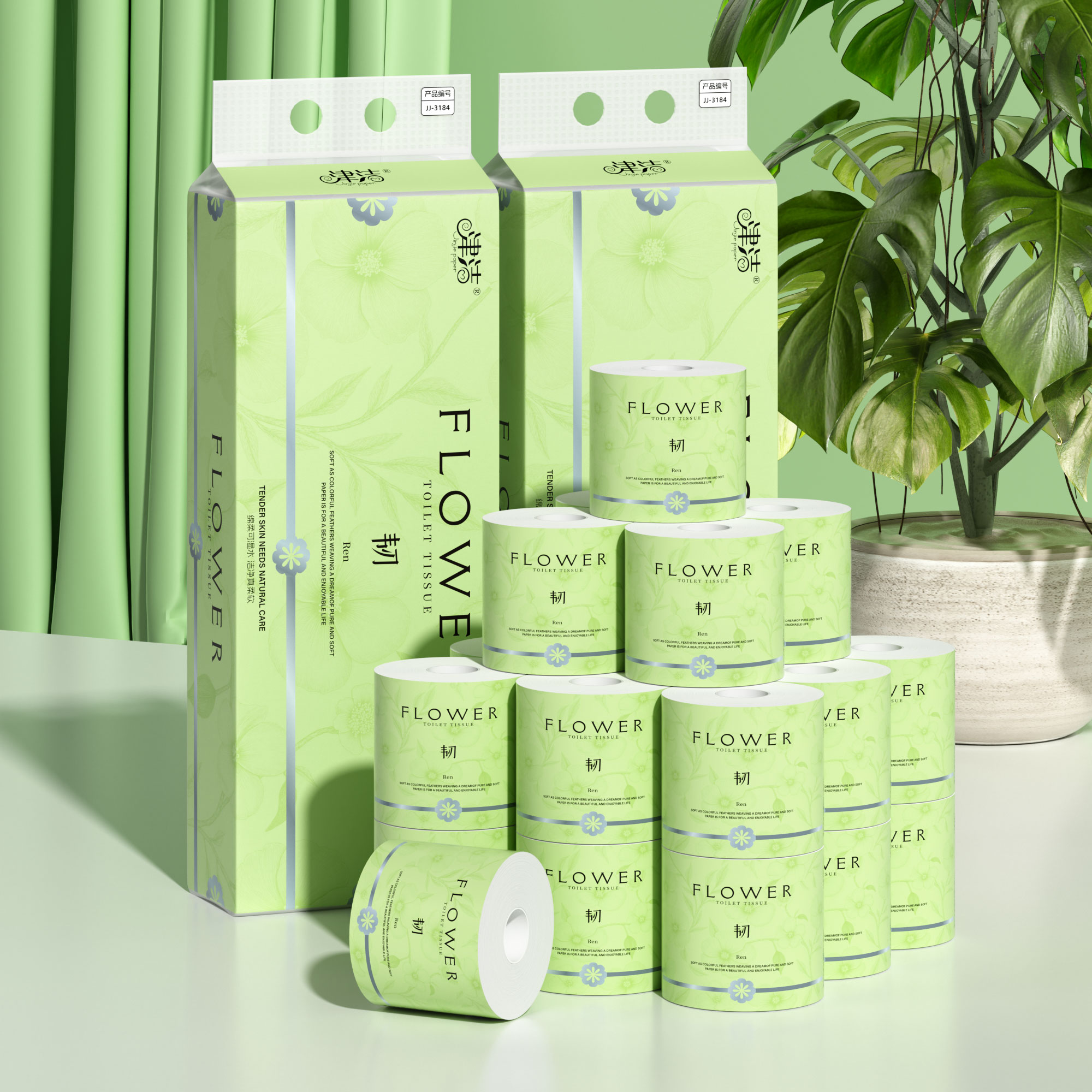 Tree-Free Virgin Bamboo Pulp Hollow Core Toilet Paper Smooth Skin Friendly Daily Use Toilet Tissues