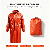 Poncho de pluie réfléchissant en tissu Oxford robuste pour hommes adultes, style coupe-vent une pièce, imperméable de sécurité pour le travail en extérieur