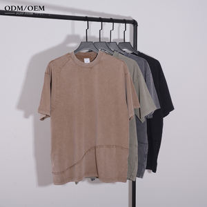 Camiseta AR043 para Hombre, Estilo Vintage, Ropa Urbana, 100% Algodón, Batik, Lavado Ácido, Hip Hop, Impresión Personalizada, Impresión Puff, Cuello Redondo, para Exteriores - Product Image 1