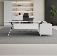 Ensemble de bureau et de chaise de direction, style moderne et luxueux, en acier inoxydable, avec casiers, garantie de 3 ans