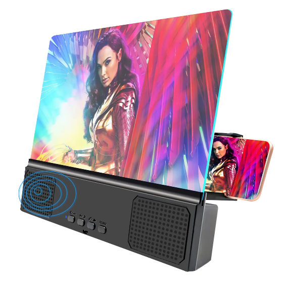 10 12 Inch 3D Phone Screen Magnifier HD Projector Adjustable Desktop Mobile Phone Holder Stand Screen Amplifier