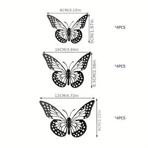 Diablo phong cách rỗng bướm 3D Rỗng kim loại bướm bánh trang trí ba chiều bướm trang trí cho bánh cưới - Product Image 3