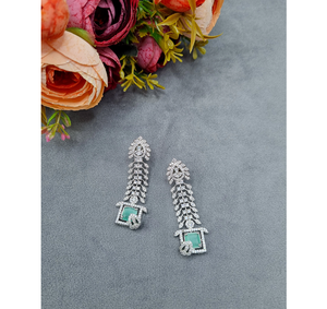 Elegantes Pendientes Largos con Diamantes AD y Piedra Rosa, Joyería de Lujo para Novias y Fiestas de Boda para Mujer - Product Image 3