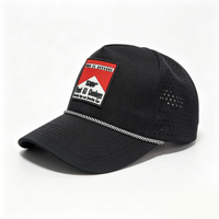 Casquette de golf pour homme à 5 panneaux avec logo personnalisé en PVC, perforations découpées au laser, imperméable, avec cordon, en polyester, casquette de baseball sportive