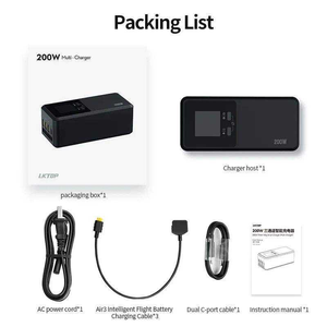 LKTOP - Centro de Carga Inteligente de 200 W y Tres Vías para DJI Mavic 4 Pro, Cargador Rápido Paralelo con Modo de Almacenamiento - Product Image 4