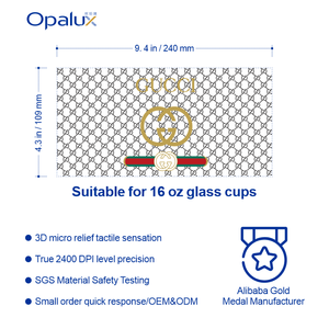 Merek Seri UV DTF 16OZ vinil Tumbler Transfer stiker cetak mewah Perancis Italia AS merek High End Logo tahan lama - Product Image 2