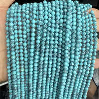 HUI RUI 2mm 3mm 4mm perles de pierre turquoise de synthèse perles en vrac à facettes pour la fabrication de bijoux collier