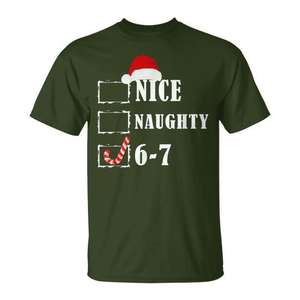 Camiseta con gráfico navideño Six Seven 6-7 Meme Nice Naughty - Product Image 1