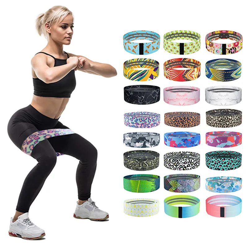 MKAS Custom Logo Sublimation Printed Yoga Gym Exercise fitness for Legs Glutes Booty Hip Fabric Resistance Bands