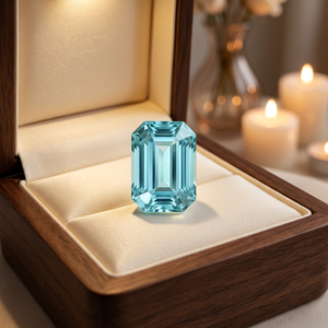Aigue-marine naturelle vert-bleuâtre de qualité supérieure, taille émeraude, 13,87 CT, avec effet lumineux, provenant du Mozambique, pour la fabrication de bijoux - Product Image 1