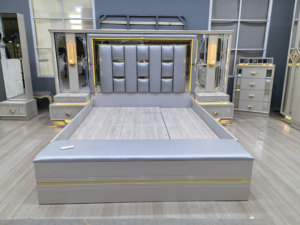 <strong>2026</strong> <strong>New</strong> Design Super King Size Luxury Royal Bedroom <strong>Furniture</strong> 5pcs African Mirror Headboard Bedroom <strong>Furniture</strong> Set - Product Image 2