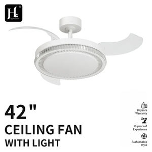 Ventilateur de plafond puissant de 42 pouces avec moteur DC, 4 pales rétractables en plastique, télécommande Bluetooth et lampe intégrée, couleur noire - Product Image 3