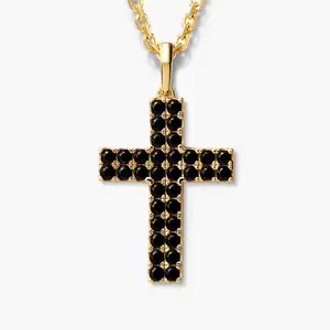 Hip Hop Classic Jesus Cross jewelry gioielli di moda all'ingrosso collana con ciondolo croce in argento placcato oro 18 carati per uomo