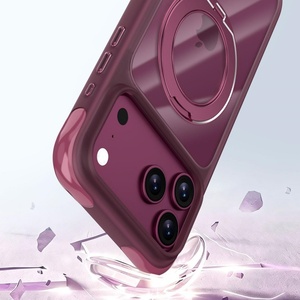 Coque de téléphone magnétique transparente Fashion Four Corners True Airbag pour iPhone 18 17 Pro Max avec protection 360 °   Coque antichoc avec support anneau - Product Image 6