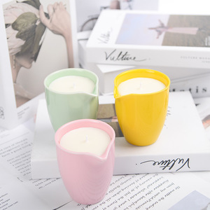 Ceramic Cup Scented Candles Multi Color Soy <b>Wax</b> Low Temperature Home Decoration - Product Image 3