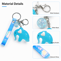 Porte-clés éléphant de dessin animé mignon, pendentif de sac en acrylique translucide couleur gelée, breloque de sac à dos, cadeau décoratif