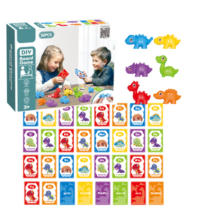 Jeu éducatif en plastique coloré de dinosaures de dessin animé, jeu de correspondance des couleurs <span class=keywords><strong>math</strong></span>ématiques avec cartes nominatives pour les enfants de 5 à 7 ans - Product Image 1