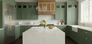 LOSAS DE Cuarzo Jade Oro Vietnamita de 20mm de Espesor para Muebles Modernos de Baño, Cocina y Hospital con Diseño de Modelo 3D - Product Image 4