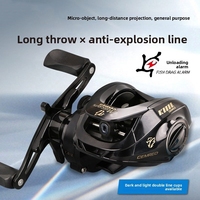 Carrete de Pesca Giratorio de Metal con Alarma Magnética Antiespléntico para Línea, con Fuerza de Arrastre y Alarma de Pesca, para Mano Izquierda, Personalizable, Negro