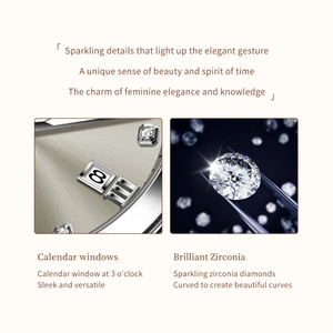 นาฬิกา OLEVS 9946 รุ่นดั้งเดิม นาฬิกาอัตโนมัติสำหรับผู้หญิง ดีไซน์คลาสสิก หน้าปัดเพชร พร้อมปฏิทินคู่ นาฬิกาข้อมือผู้หญิงระบบจักรกล นาฬิกาหรู - Product Image 5