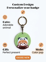 LinWang Custom Double Sided Cartoon Animal Embroidery Alloy Keychain with Electronic Key Finder for Bags & Key Rings