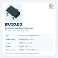 Transistor MOSFET à canal N 20V 2.1A SOT-23, niveau logique, faible RDS(on) 78 mΩ, commutateur de charge, convertisseur DC-DC, équivalent SI2302CDS