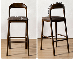 Sgabello da <span class=keywords><strong>Bar</strong></span> in Legno Massello e Tessuto Stile Nordico, Sedia Alta Moderna e Semplice per Reception - Product Image 5