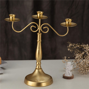 Romantic Retro 5 Arm Gold Candlestick <strong>Wedding</strong> Props <strong>Rustic</strong> Metal Taper Candelabra <strong>Centerpieces</strong> for Dinner Table <strong>Wedding</strong> Home - Product Image 2