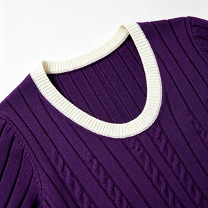 Abito in maglia da donna 2026 personalizzato OEM ODM, modello A-Line, semplice, naturale, casual, <span class=keywords><strong>lungo</strong></span>, viola e <span class=keywords><strong>bianco</strong></span>, <span class=keywords><strong>con</strong></span> <span class=keywords><strong>spacco</strong></span> sull'orlo, stile sorority - Product Image 5