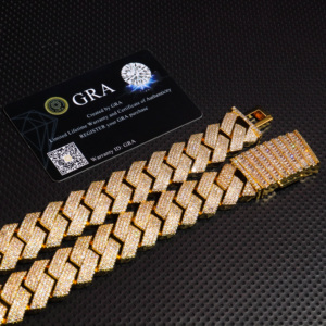 <span class=keywords><strong>Collier</strong></span> chaîne maille cubaine Miami sertie de moissanite VVS couleur D avec certificat GRA, épaisseur 20 mm, plaqué or - Product Image 2