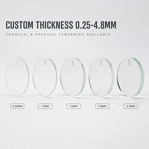 Disque de verre trempé transparent rond de 1,6 mm, renforcé chimiquement, avec fente usinée CNC, verre de montre à épaisseur personnalisée et bord taillé - Product Image 2