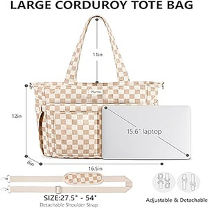 Bolso de Mano Impermeable de Poliéster para Mujer, Bolso Tote para Portátil con 17 Bolsillos, Ligero, para Maestras/Enfermeras, Biblia/Escuela/Viajes, Bandolera - Product Image 3