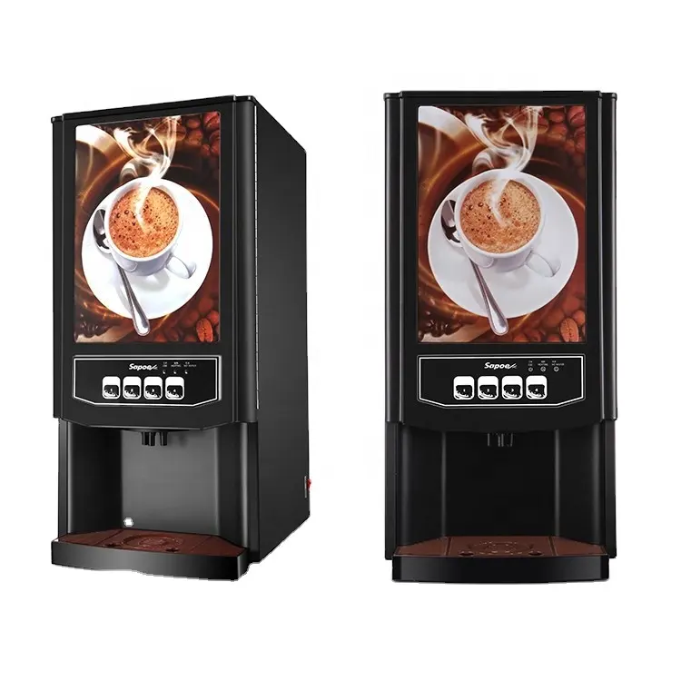 Mesin penjual otomatis membagi-bagikan ke dalam kopi dengan 2 jenis minuman