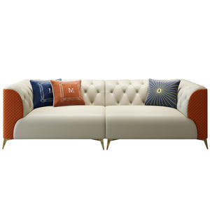 Bahasa Italia Cahaya Mewah Furniture Ruang Tamu Sofa Set Desain untuk Ruang Tamu Stainless Steel Sofa Berkualitas Tinggi - Product Image 5