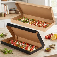 Boîtes à pizza en carton ondulé extra longues et surdimensionnées avec pelliculage mat, écologiques, personnalisables, jetables, pour la livraison de repas à emporter