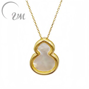 Collier pendentif en argent sterling 925 plaqué or UM Jewelry, vente en gros, forme de gourde, nacre, unisexe/hommes/femmes, mariage - Product Image 1