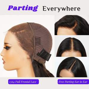 Produits de beauté pour femmes pré-plumé délié 13x4 HD Transparent Lace Front Curl perruques, perruque de cheveux humains brésiliens de couleur châtaigne - Product Image 5