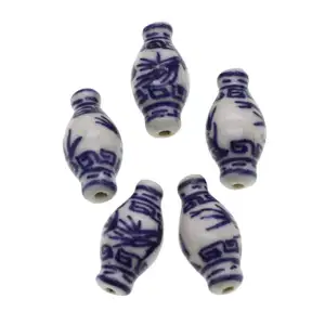 846792 vase shape printing ceramic porcelain beads for jewelry making