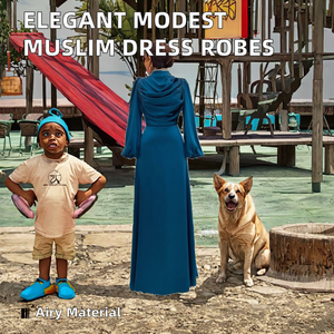 ชุดอาบายะห์ผู้หญิงคุณภาพสูง ผลิตจากโพลีเอสเตอร์ ดีไซน์แบบดั้งเดิมของชาวมุสลิม ระบายอากาศได้ดี ลายพิมพ์สวยงาม สไตล์ตะวันออกกลาง เหมาะสำหรับเดือนรอมฎอน - Product Image 2